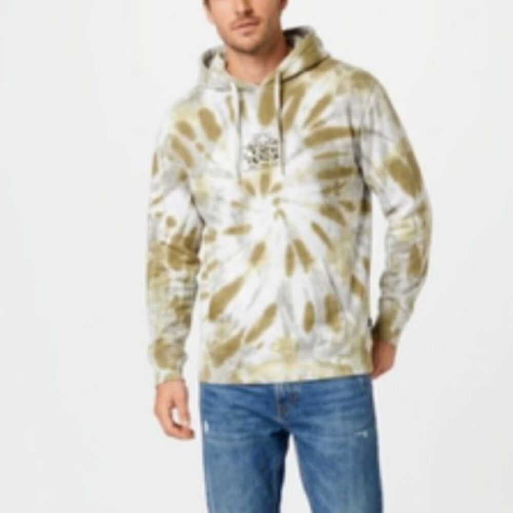 Vans Unisex White Gold Gray Tie-Dye Graphic Front Sweatshirt Hoodie Size M